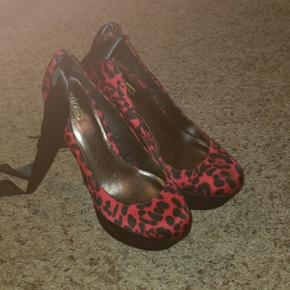 Red leopard print heels